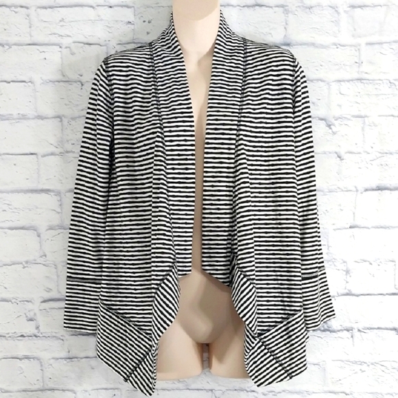 Chico's Zenergy Open Front Cardigan Striped 00P = 2P - Picture 1 of 5